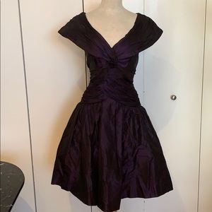 1980s Vintage Hanae Mori Paris Taffeta Dress